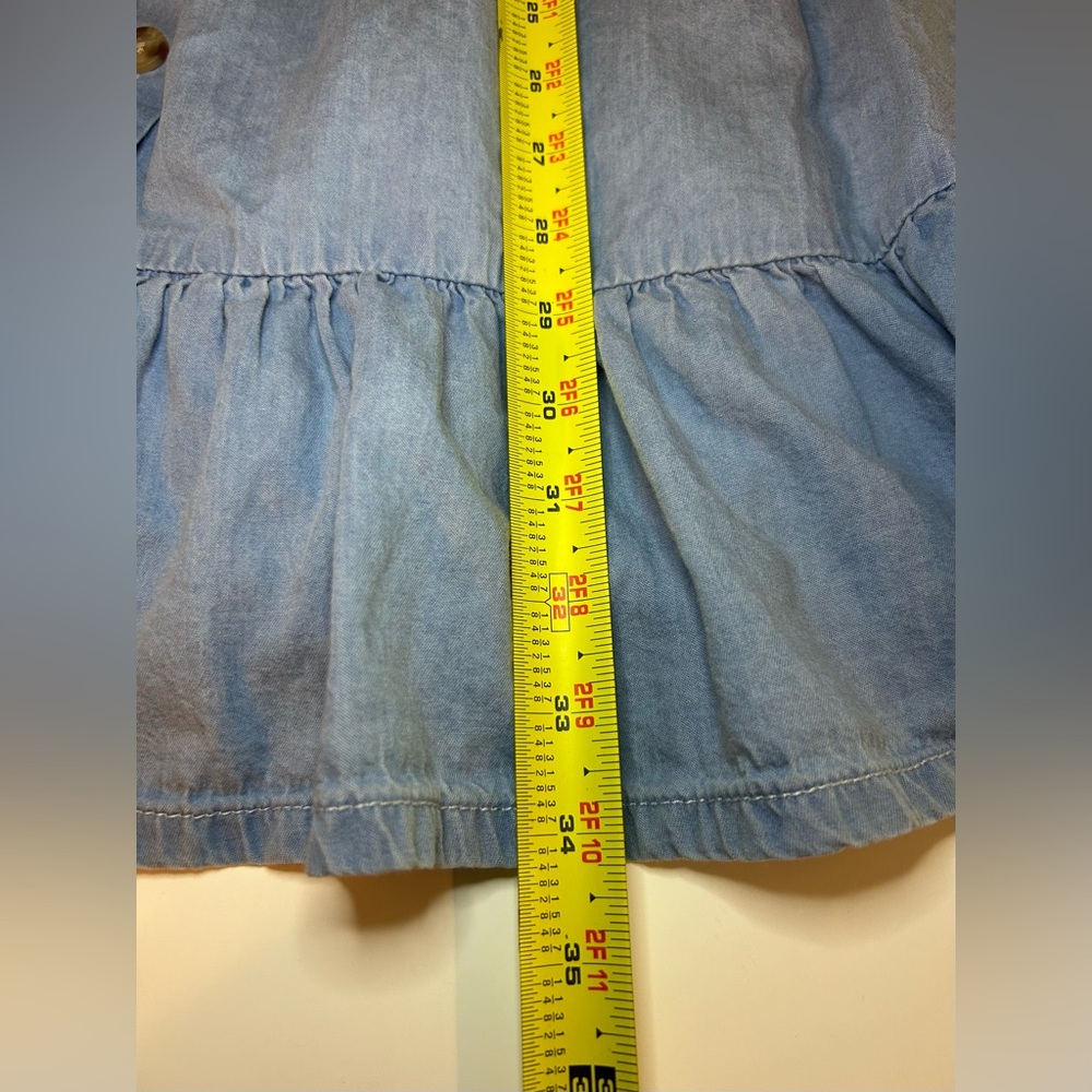 Japna Women’s M Blue Denim Dress Front Buttons Ruffles Steatchy Back Adjustable - Picture 6 of 8